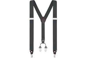 Buyless Fashion Suspenders for Men - 48" Elastic Adjustable Straps 1 1/4" - Y Shape - 5103-Gray