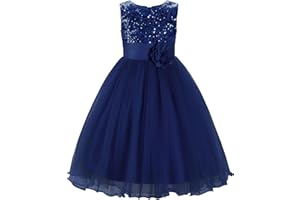 JerrisApparel Little Girls' Sequin Mesh Flower Ball Gown Party Dress Tulle Prom