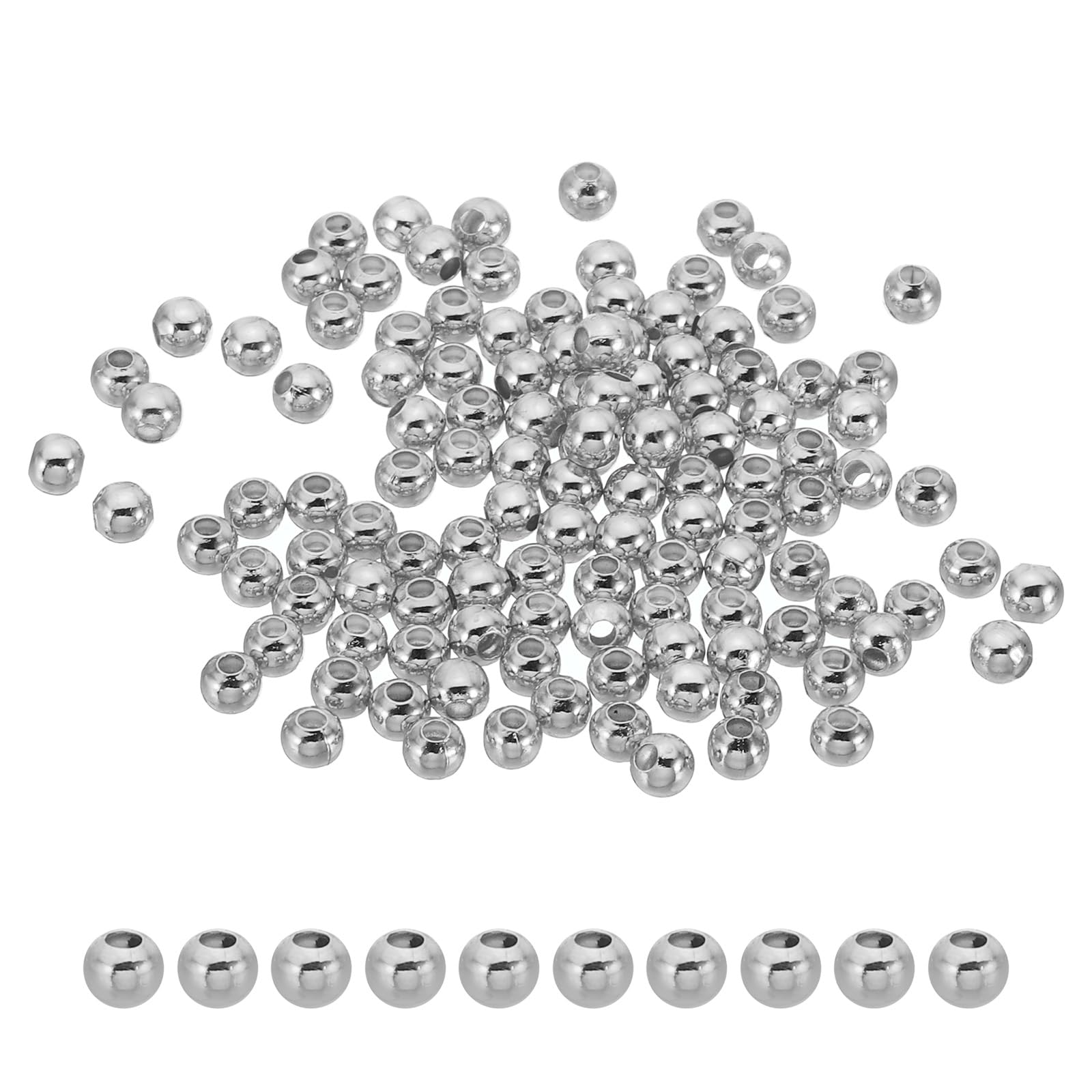 PATIKIL 4mm Gold Filled Spacer Beads for Jewelry Making, 100 Pack Metal Round Beads Brass Beads for Bracelets Earring Necklace DIY Craft, Silver Gray