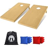 GoSports 4 x 2 ft Classic Wooden Cornhole Board Set - Portable Bean Bag Toss Game for Adults &amp; Family - Includes Set of 8 Bean Bags with Tote Bag