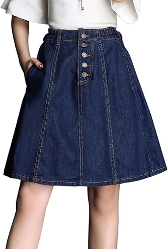 above the knee denim skirt