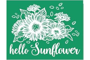 DGAGA Hello Sunflower Self-Adhesive Silk Screen Printing Stencils,Plants Pattern Reusable Screen Stencil for Crafts potting Screen Printing Mesh Stencils Painting on Wood T-Shirt,Cup,Pillow Fabric