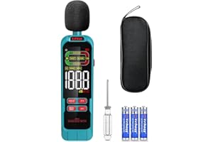 Kiprim NM01 Decibel Meter DB Meter Sound Level Reader with A/C Weighting, Data Hold, and Backlit LCD Screen - Includes Carry Pouch and Batteries