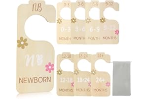 Kogcmeetl Baby Closet Dividers for Clothes Organizer - Set of 8 Wooden Double-Sided Baby Clothes Size Hanger Dividers Baby Closet Organizer from Newborn to Toddler for Nursery Decor (Style B)