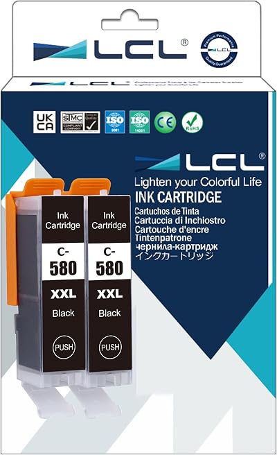 LCL 2PK PGI-580XXL PGBK Ink Cartridge for Canon Pixma TR7550 TS6150 TS8150