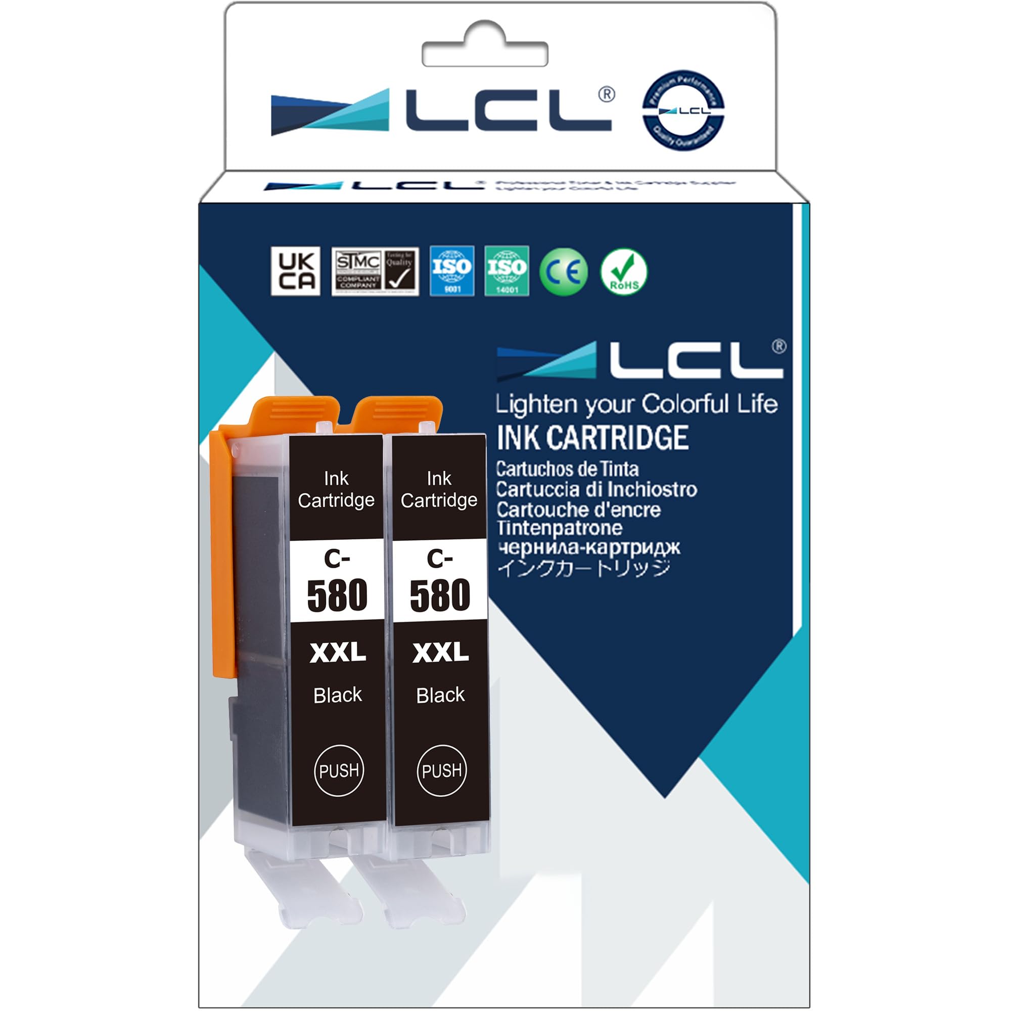 LCL Compatible Ink Cartridge PGI-580 PGI-580XL PGI-580XXL PGI-580PGBK 1970C001 (2PGBK) Replacement for Canon Pixma TR7550 TR8550 TS6150 TS6151 TS6250 TS8150 TS8151 TS8152 TS9150 TS9155 TS9550 TS9551 — image 1