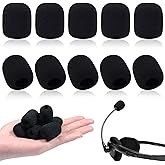 10 Pack Mini Lavalier Microphone Windscreen - High Density Foam Mic Cover for Headset & Lapel Mics Noise Reduction Wind Protection Small Size Universal Fit (Black) Improves Recording Quality