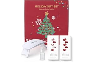 ohora Semi Cured Gel Nail Strips ([2025 Christmas Set] N Santa Cane & N Red Chrome) - Works with Any Lamps, Salon-Quality, Long Lasting, Easy to Apply & Remove