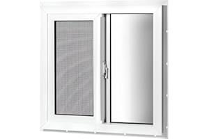 COLORPAPA Vinyl Basement Window, 24" x 24" Right Handed Slider Window with Double Pane Insulated Tempered Glass and Fiberglas