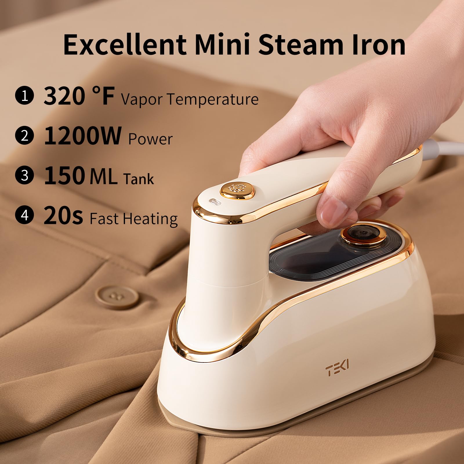 Clothes Steamer Iron Travel Size,1200W Garment Steamer Portable Mini Travel Steamer for Clothes, Removing Wrinkle,150ML Capacity Small Travel Steam Iron for Clothes, Compact Size and Lightweight