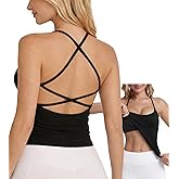 liuetssory Women's Workout Tank Tops with Built in Bras Criss Cross Strap Tank Backless Athletic Yoga Gym Tops Slim-fit