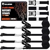 SALUINOKI 6 Pack E-Track Ratchet Straps 2" x 16ft Heavy Duty, Box Truck Cargo Strap, Etrack Accessories, 2200lbs Working Load for Trailer Black