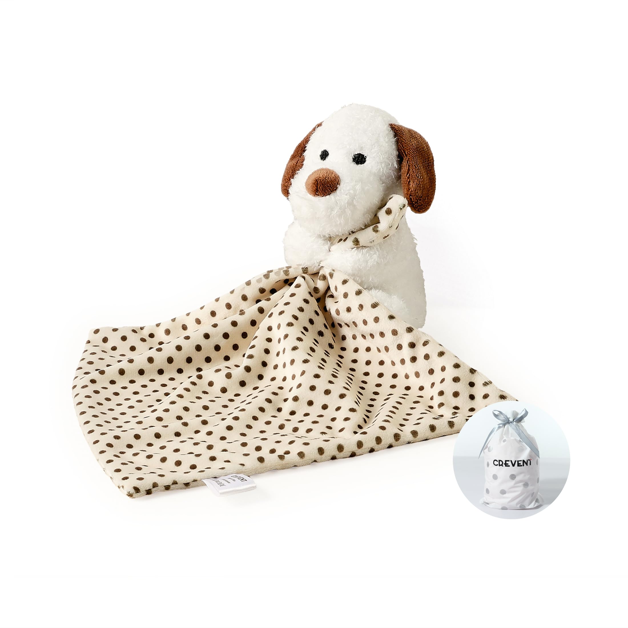 CREVENT Soft Plush Animal Face Baby Comforter for Boys and Girls, Great Gifts for Birthday Baby Shower - Hugging Dog