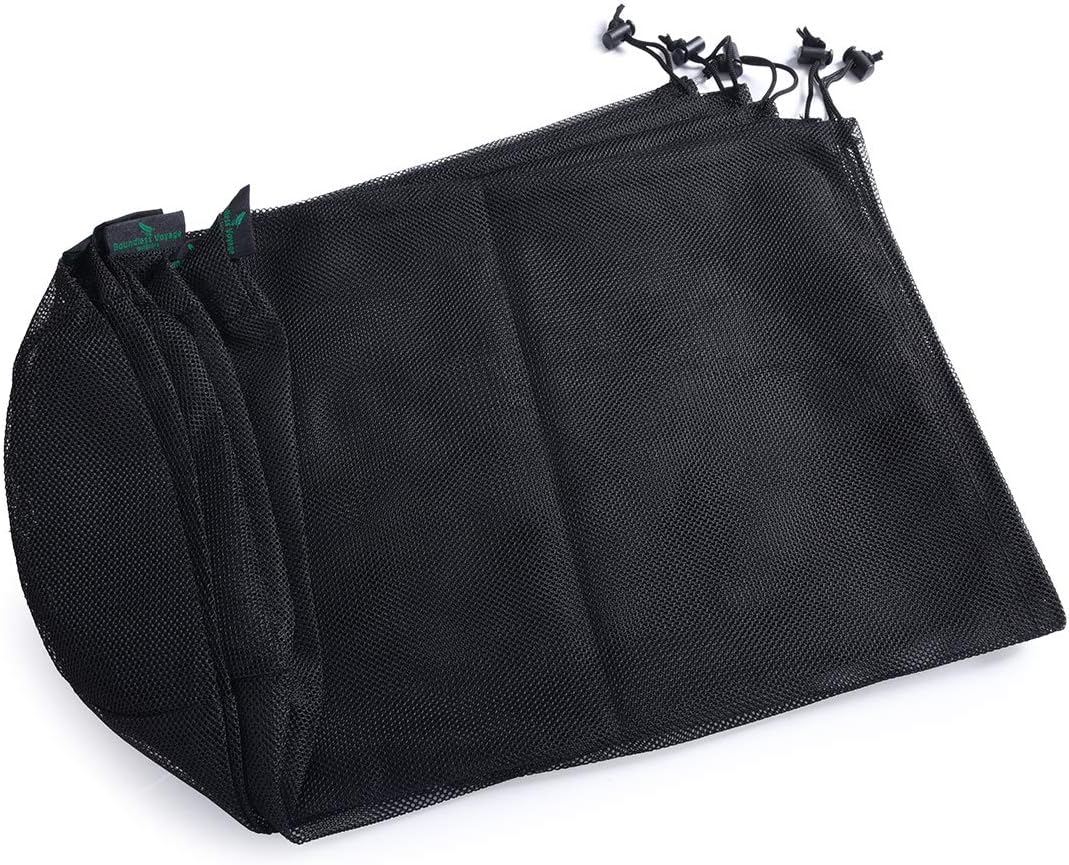 iBasingo 5Pcs Mesh Drawstring Bags, Nylon Storage Ditty Sacks for Travel Cosmetics, Tools & Sports - Image 4