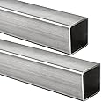 Gisafai 2 Pieces Hot Rolled Steel Square Tubing 2" x 2", 0.118" Wall, 23.6" Length Compatible with ASTM A-36