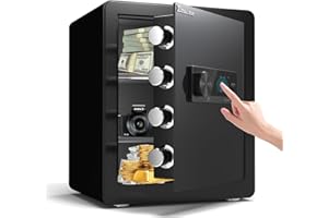 Emasme 2.0 Cuft Small Safe Box for Home, Mini Coffre Fort Steel Money Safe Locker with Backlit Touch Screen Keypad, Fireproof