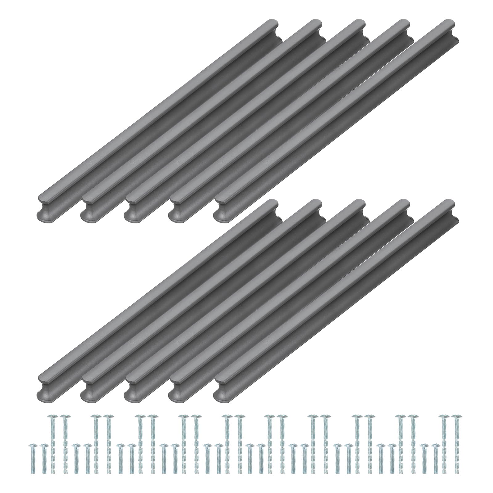 PATIKIL Door Handles 7.56 Inch (192mm) Hole Center, 10 Pack Brushed Pulls Kitchen Drawer Hardware for Cupboard Drawer Pulls, Gray