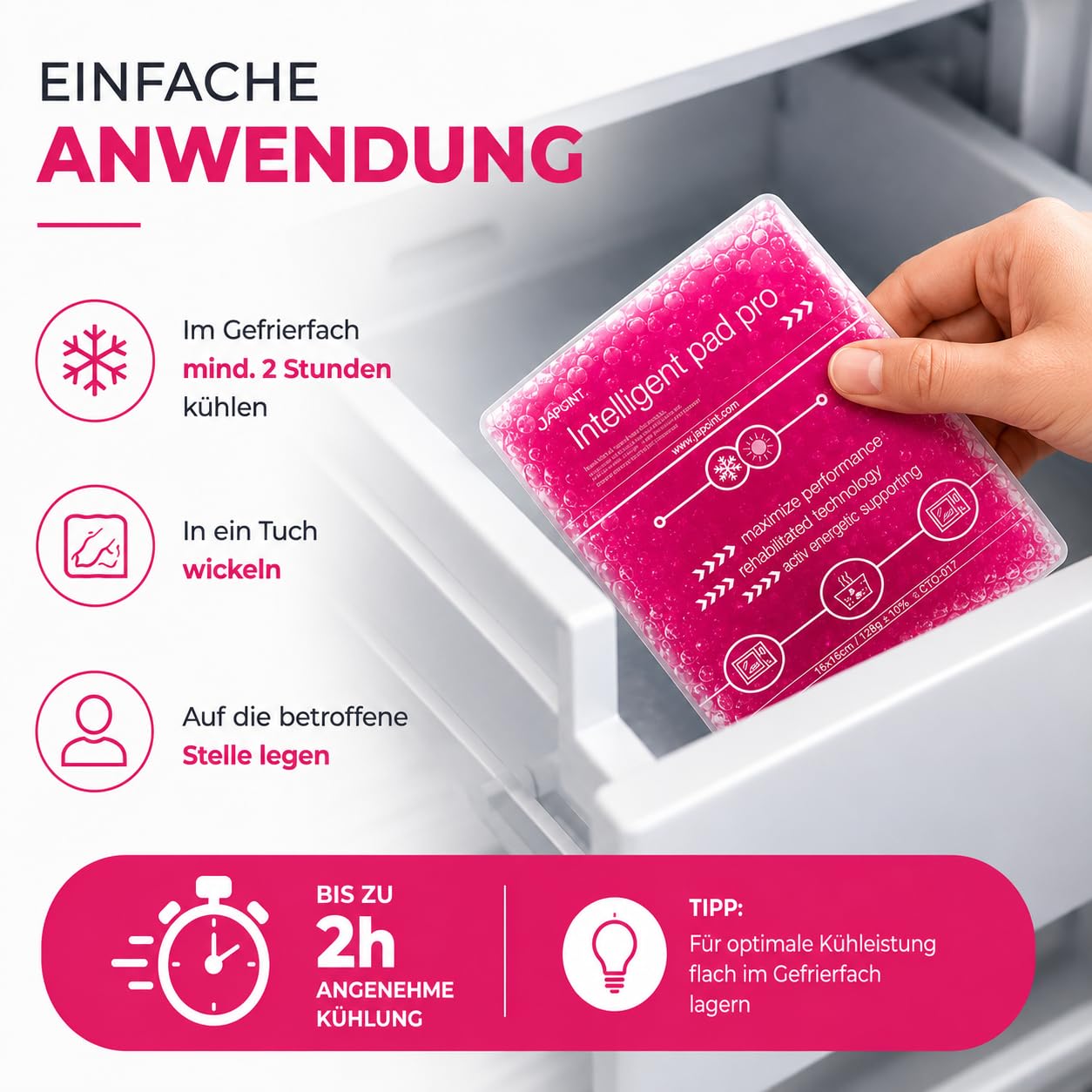 TK Gruppe Timo Kingler Kühlpads Set - MADE IN GERMANY - Kühlakkus Gel, klein & Groß Wärmekissen & Kühlpacks - Kühlkissen - Weisheitszahn & Fieber - Kinder & Erwachsene (3x pink - 16x16 cm) 7