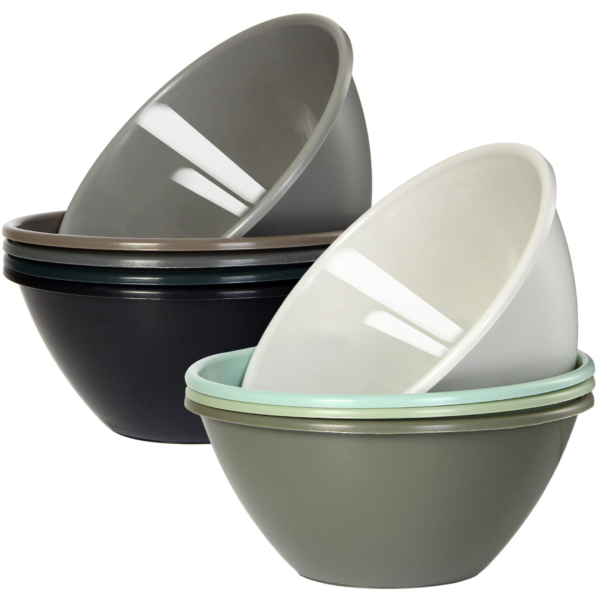 Youngever 9 Pack 1000ML Plastic Bowls, Re-usable Large Cereal Bowls, Large Soup Bowls, Set of 9 in 9 Assorted Colors (Urban)