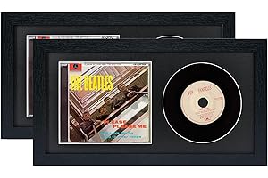 Hodeframe 2 Pack CD Frame，14.4" x 7.9" CD Display Frame for Disc and CD Box,Black Frame with Black Mat,CD Frame Display Case with Real Glass,Signed CD Music Frame for Wall and Tabletop