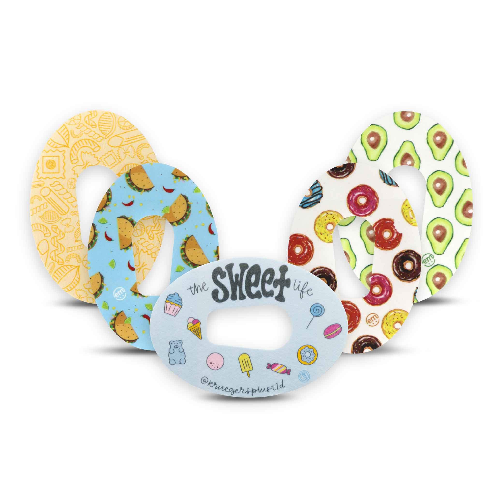 ExpressionMed - Adhesive Patch for Dexcom G6 (5-Pack) - Pre-Cut, Waterproof, Non-Fraying CGM Tape (Tasty Variety Pack)