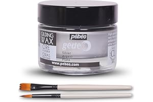 Pebeo Gilding Wax 30ml – Silver Gilding Wax for Crafting, Antiquing Wax for Crafts and Professional Finishing – Gilding Wax for Wood, Metal, Glass, and More Bundled with Moshify Application Brushes