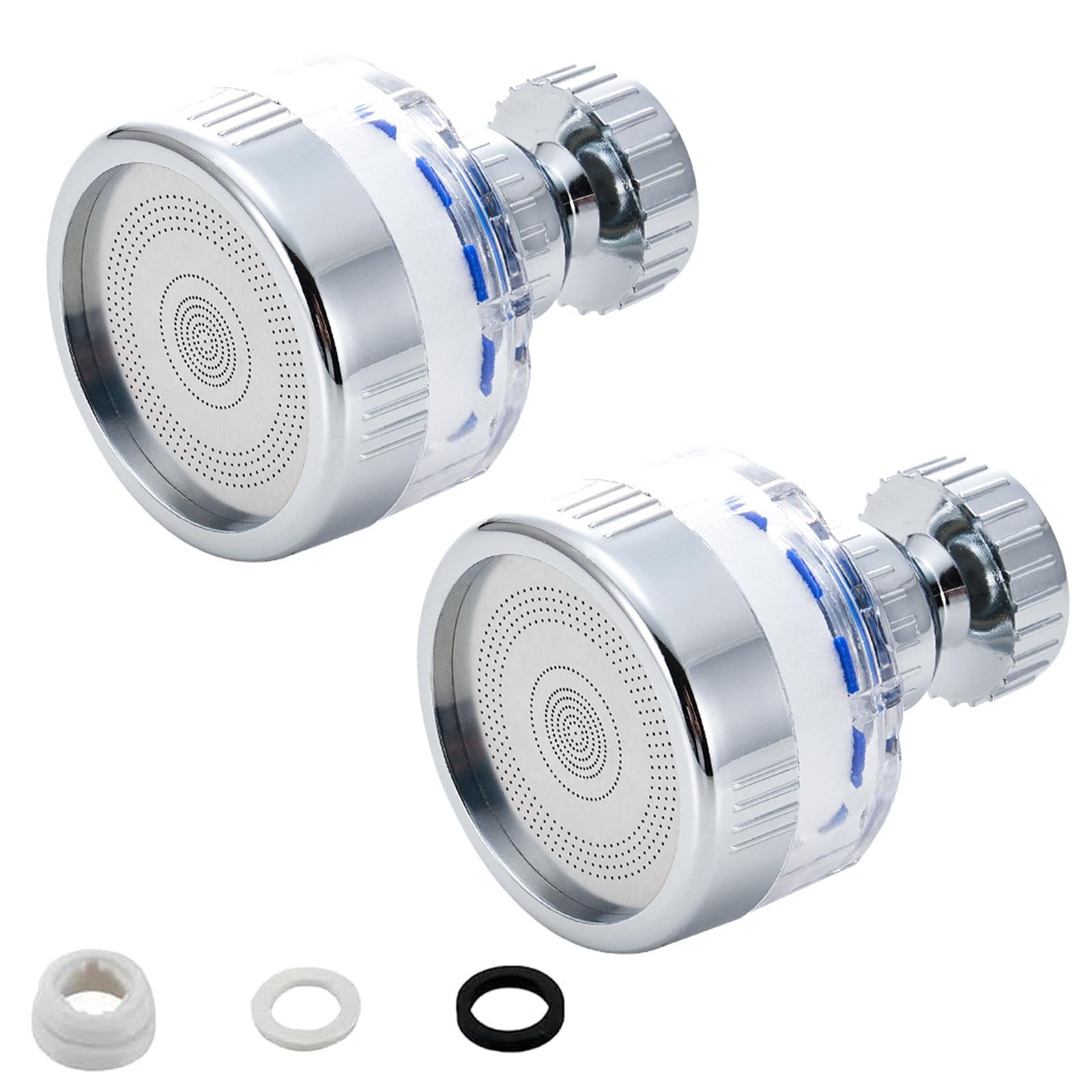 2Pcs Durable 360 Degree Sink Faucet Filter Kitchen Bathroom Sink Water Filter Tap Universal Splashproof Faucet Filter for Bathroom Shower
