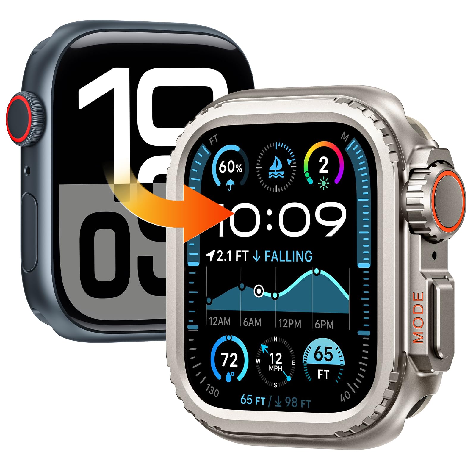 Photo 1 of Goton Metal Case for Apple Watch Series 11/10 42mm, Ultra-Style Aluminum Alloy Bumper Protector with Ceramic Back, Shockproof Cover for Business & Daily Use