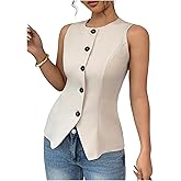 SweatyRocks Women's Sleeveless Button Up Blouse Office Work Shirt Summer Vest Tops