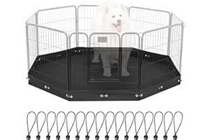 Colewin Dog Playpen Bottom Pad, Floor Protector Dog Playpen Bottom Cover for 24in 8 Panels Play Pen, Dog Pen Bottom Covers Double as Top Covers(Black)(Playpen Not Included)