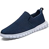 VLHGCG Men's Slip-On Shoes | Casual Breathable Sneakers with Mesh Upper | Non-Slip Walking & Work Loafers for Men