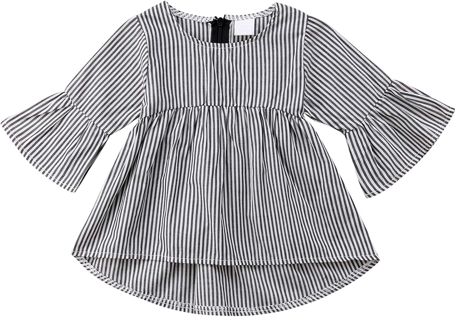 Toddler Baby Girls Short Puff Sleeve Tops Solid Color T Shirt Pullover Flare Blouse Button Down Shirts Casual Clothes: Clothing