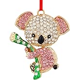 FLYAB Pink Koala Bear Christmas Ornaments - 2025 Metal Rhinestone Ornaments Mini Cute Koala Bear Keepsake Ornaments for Xtmas Tree Decorations for Koala Lovers Girls Mom