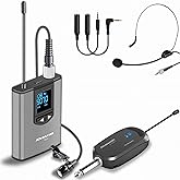 Alvoxcon Wireless Headset Lavalier Microphone System Wireless Lapel Mic Best for iPhone, DSLR Camera, PA Speaker, YouTube, Podcast, Video Recording, Conference, Vlogging, Church, Interview, Teaching