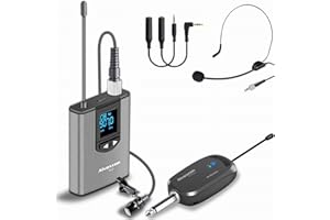 Wireless Headset Lavalier Microphone System -Alvoxcon Wireless Lapel Mic Best for iPhone, DSLR Camera, PA Speaker, YouTube, P