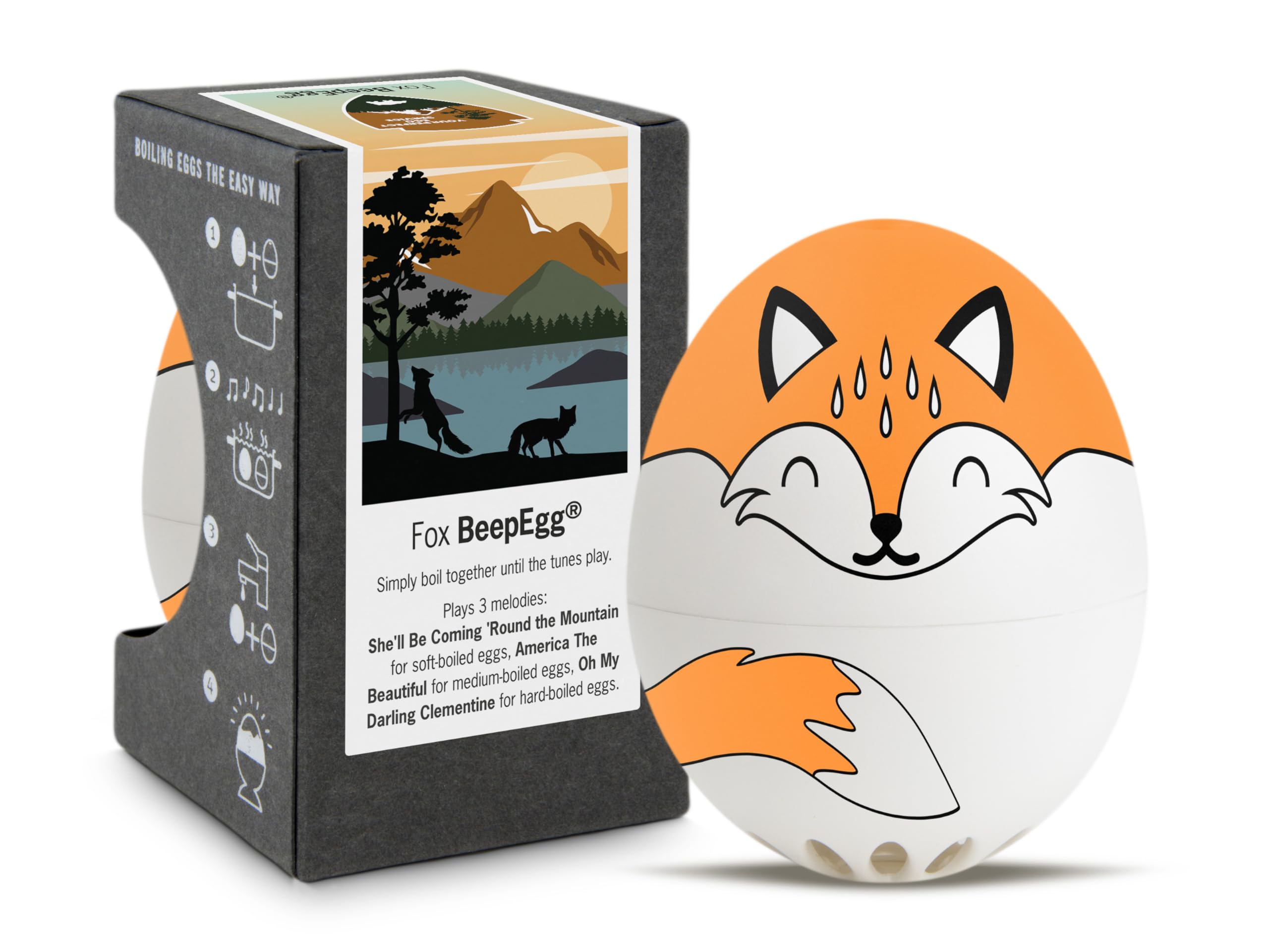 Fuchs PiepEi - Singing Egg Timer for Cooking with - Egg Cooker for 3 Hardness Levels - Cute Fox Gift - Funny Cooking Egg - Music Egg Timer - Brainstream