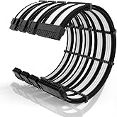 16AWG PSU Cable Extension Kit With Cable Combs,1x24pin ATX/1x8pin(4+4) EPS/2x8pin(6+2) PCIE Extension Cable,Cable Extension PC Sleeved Cables 30cm Length,Power Supply Extension Cable Kit(Black/White)