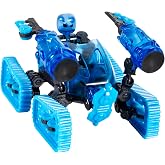 Zing Klikbot Megabot - Giant Poseable Robot Action Figure, Stop Motion, 6+ | Trailblazer Blue Transforming Vehicle with Suction Cups, Approx. 5 x 6 In, Combines with Klikbots, Free Stikbot Studio App