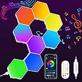 KORORO Hexagon LED Lights - 8 Pack Smart APP RGB Gaming Light with Remote Control & Music Sync Honeycomb Shape Hex Lights for Bedroom, Living Room Wall, Gaming Decor