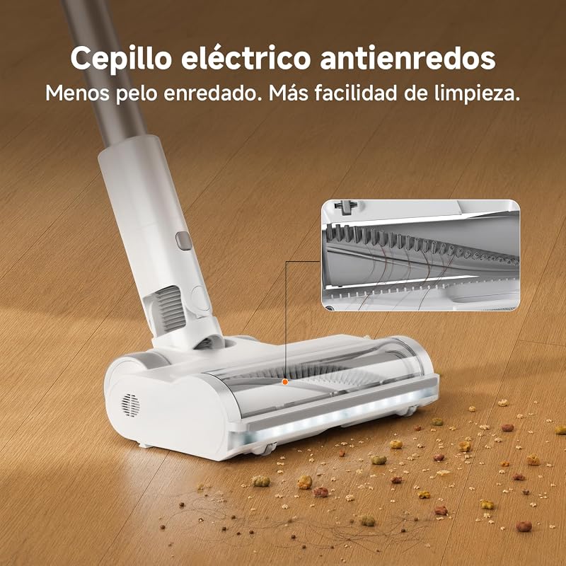 Aspiradora inalámbrica G20, 25 kPa / 150 AW, 60 min de autonomía, filtración 99.9%, con luz Frontal para detección de Polvo, Ideal para Suelos Duros, alfombras y Pelo de Mascotas, White