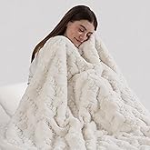 ESTINGO Heated Blanket Electric Throw - 50x60 Heating Blanket Throw 4 Hours Auto-Off 5 Heat Levels Over-Heat Protection Luxury Faux Fur Sherpa Heater Electric Blanket ETL Certification, Cream White