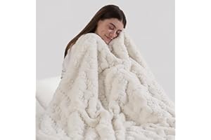 ESTINGO Heated Blanket Electric Throw - 50x60 Heating Blanket Throw 4 Hours Auto-Off 5 Heat Levels Over-Heat Protection Luxury Faux Fur Sherpa Heater Electric Blanket ETL Certification, Cream White