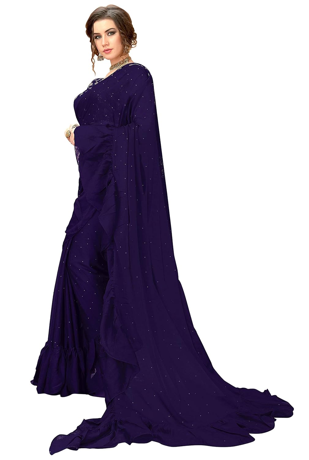 glory sarees women's ruffel saree (ruffel_saree101)