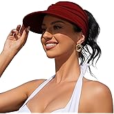 Womens Sun Visor Hat Wide Brim Summer Sun Hats UPF 50+ UV Protection Beach Hats Foldable Golf Visor for Women
