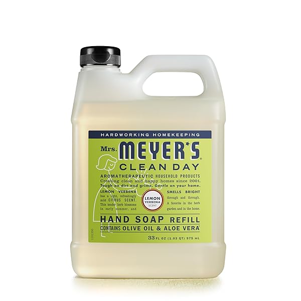 MRS. MEYER’S CLEAN DAY LIQUID HAND SOAP REFILL, CRUELTY FREE AND BIODEGRADABLE FORMULA, LEMON VERBENA SCENT, 33 OZ