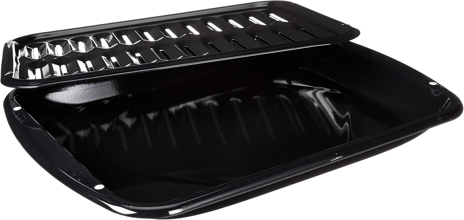 Whirlpool 4396923 Porcelain Broiler Pan and Grid, Black: Home Improvement