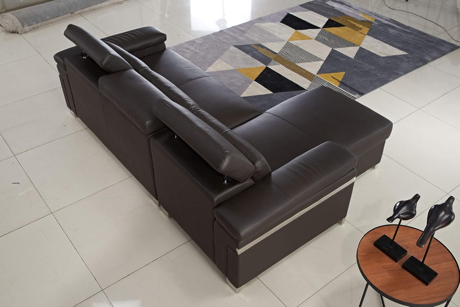 FUNRELAX Black Corner Sectional Sofas Set Leather Pull-Out Futon Couch Sofa Sleeper Bed with Storage Chaise L Shaped Living Room Furniture Set for Small Space,Modern Furniture,Left Facing: Kitchen & Dining
