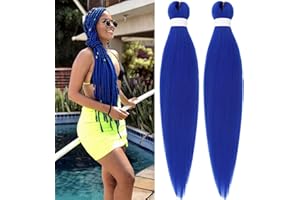 Gozill Blue Braiding Hair Pre stretched Kanekalon Prestretched Braiding Hair Extensions Box Braids 26Inch