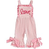 NEVUQO Toddler Baby Girl St Patricks Outfit Lucky Charm Romper Jumpsuit Shamrock Sleeveless Flared Overalls Bell Bottoms
