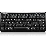 Perixx PERIBOARD-407B, Mini Keyboard - Wired USB Interface - Piano Black - 320x141x25mm Dimension - Chiclet Key Design - UK Layout